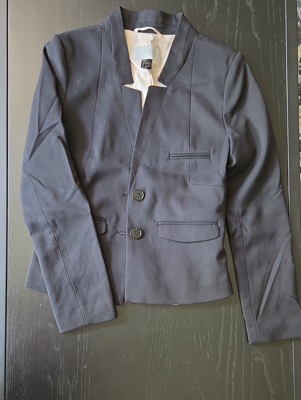 H&M Black Women's Notchless Two-Button Blazer